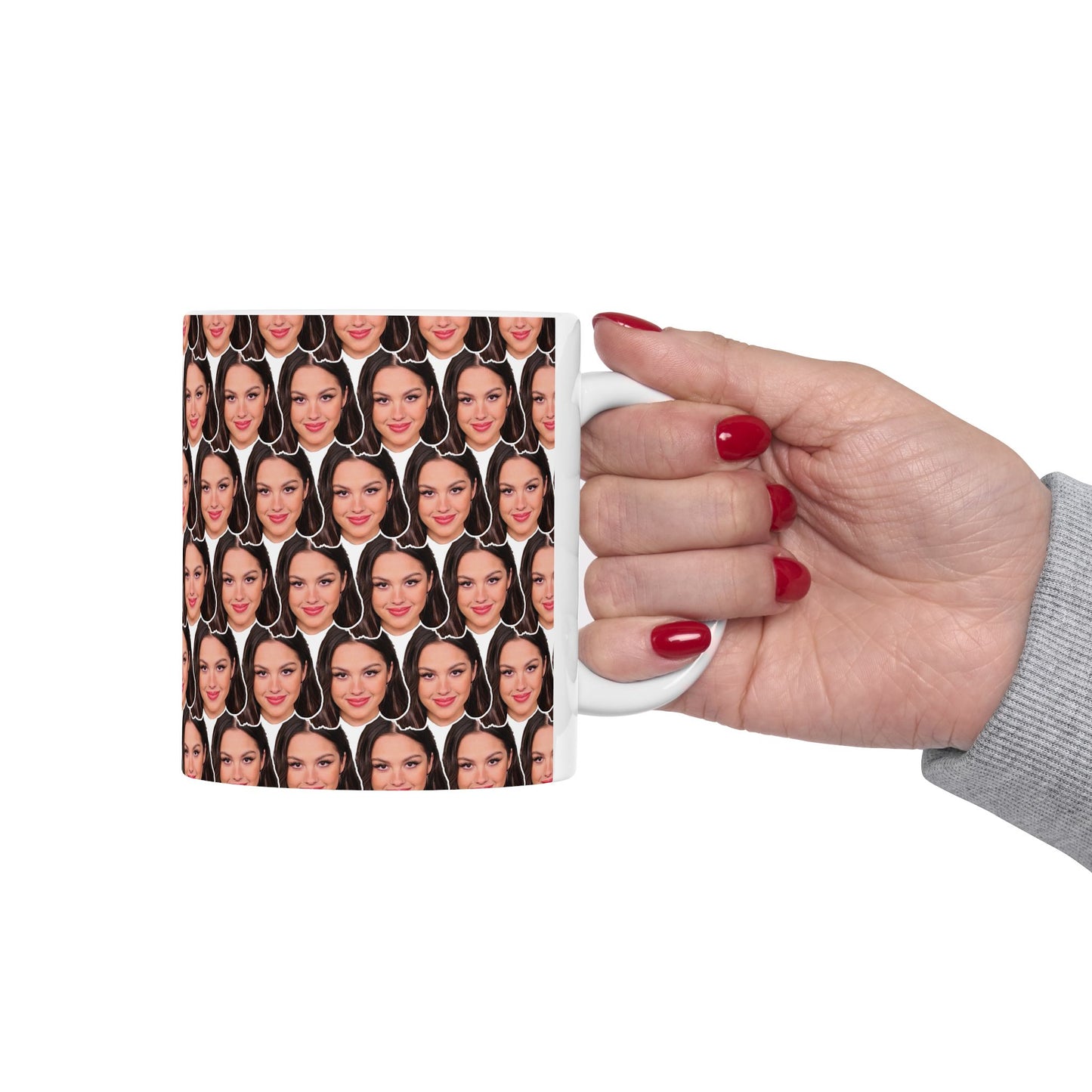 Olivia Rodrigo Face Pattern Ceramic Mug | Unique Gift for Olivia Rodrigo Fans