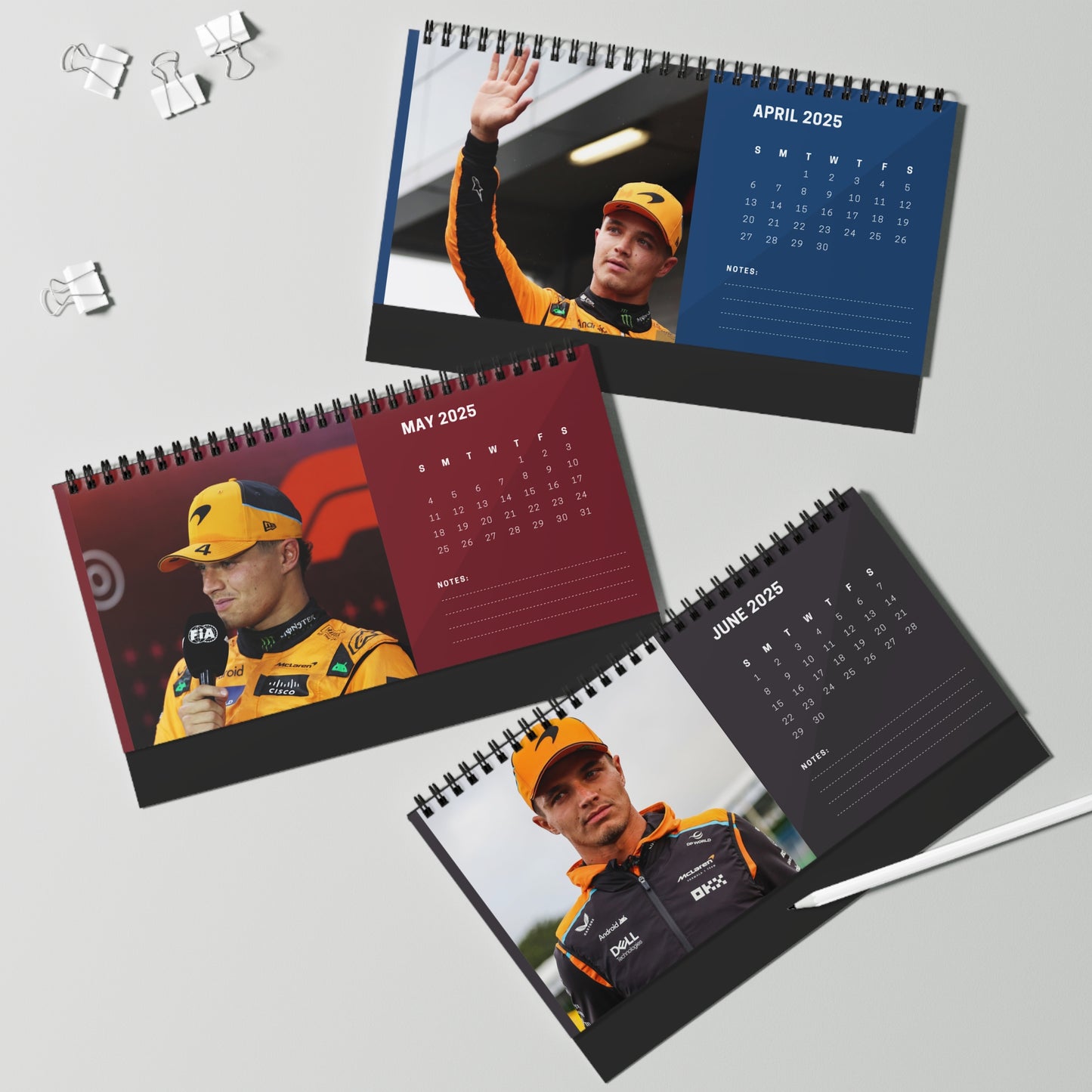 Lando Norris 2025 Desk Calendar | Lando Norris Calendar | Fan Gift