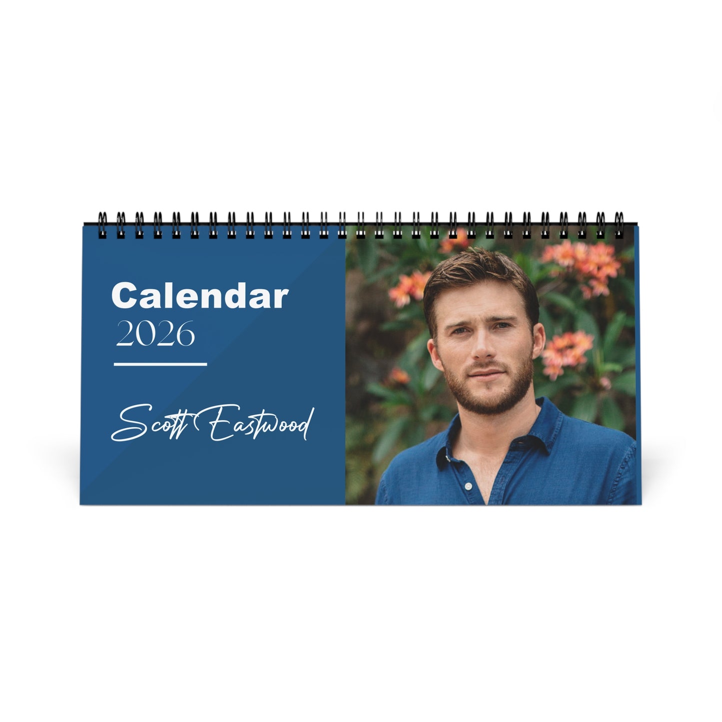 Scott Eastwood 2026 Desk Calendar | Premium Spiral Bound Celebrity Photo Calendar | High-Quality Fan Gift & Desk Décor