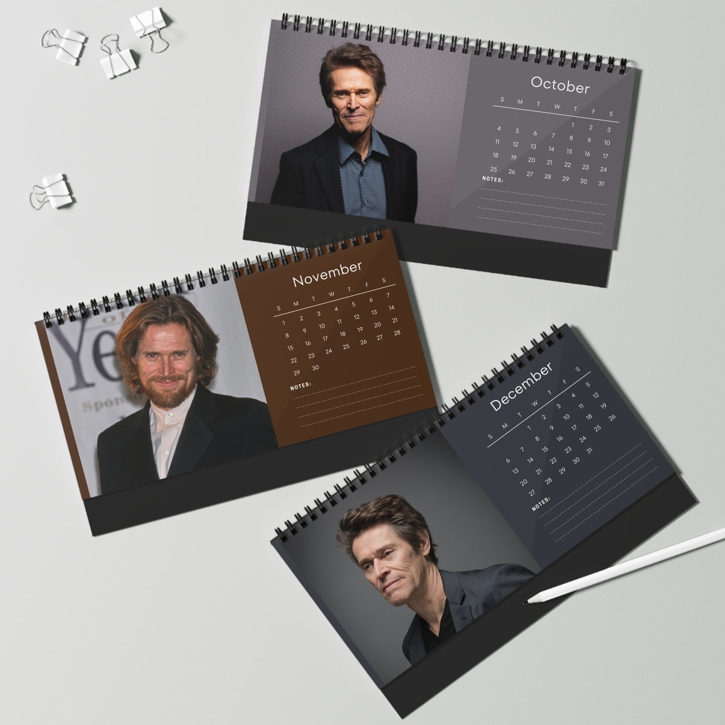Willem Dafoe 2026 Desk Calendar | Premium Spiral Bound Celebrity Photo Calendar | High-Quality Fan Gift & Desk Décor