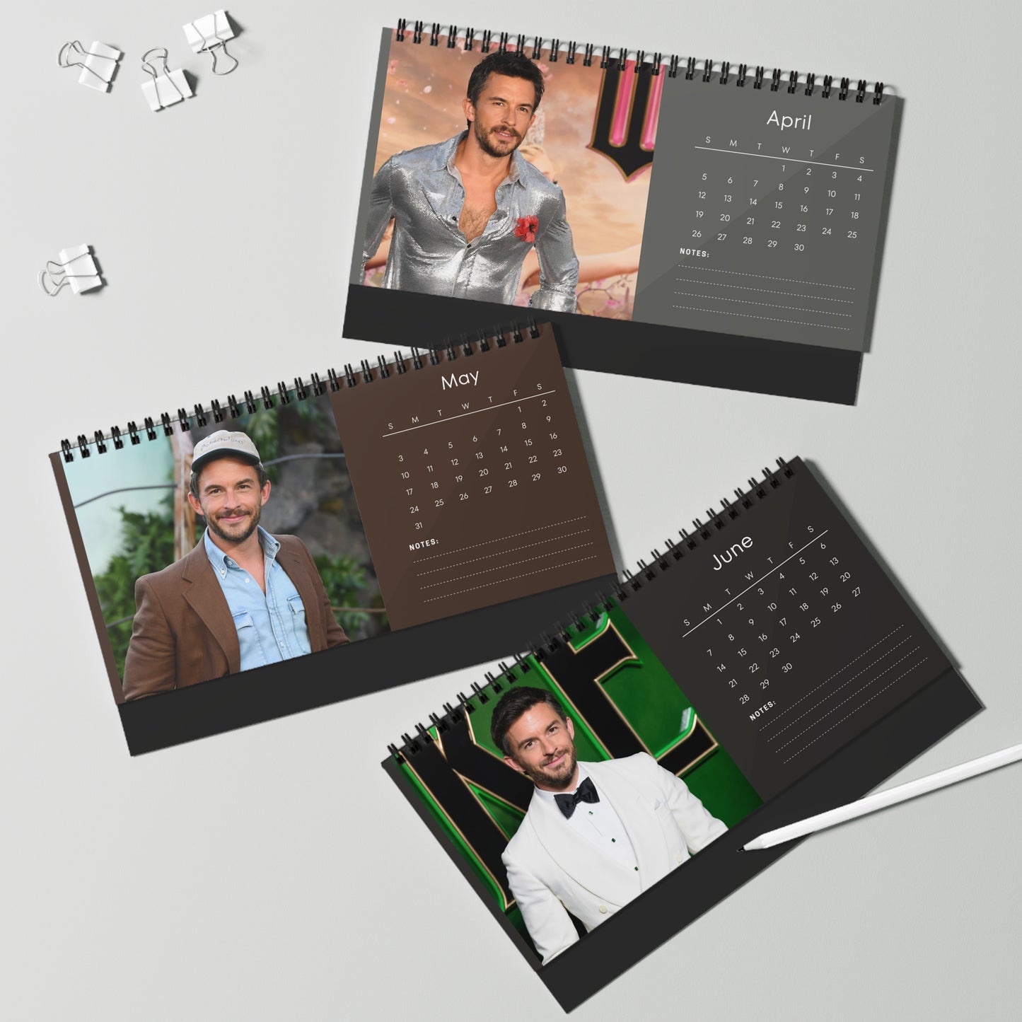 Jonathan Bailey 2026 Desk Calendar | Premium Spiral Bound Celebrity Photo Calendar | Collectible Fan Gift | Stylish Desk & Office Décor