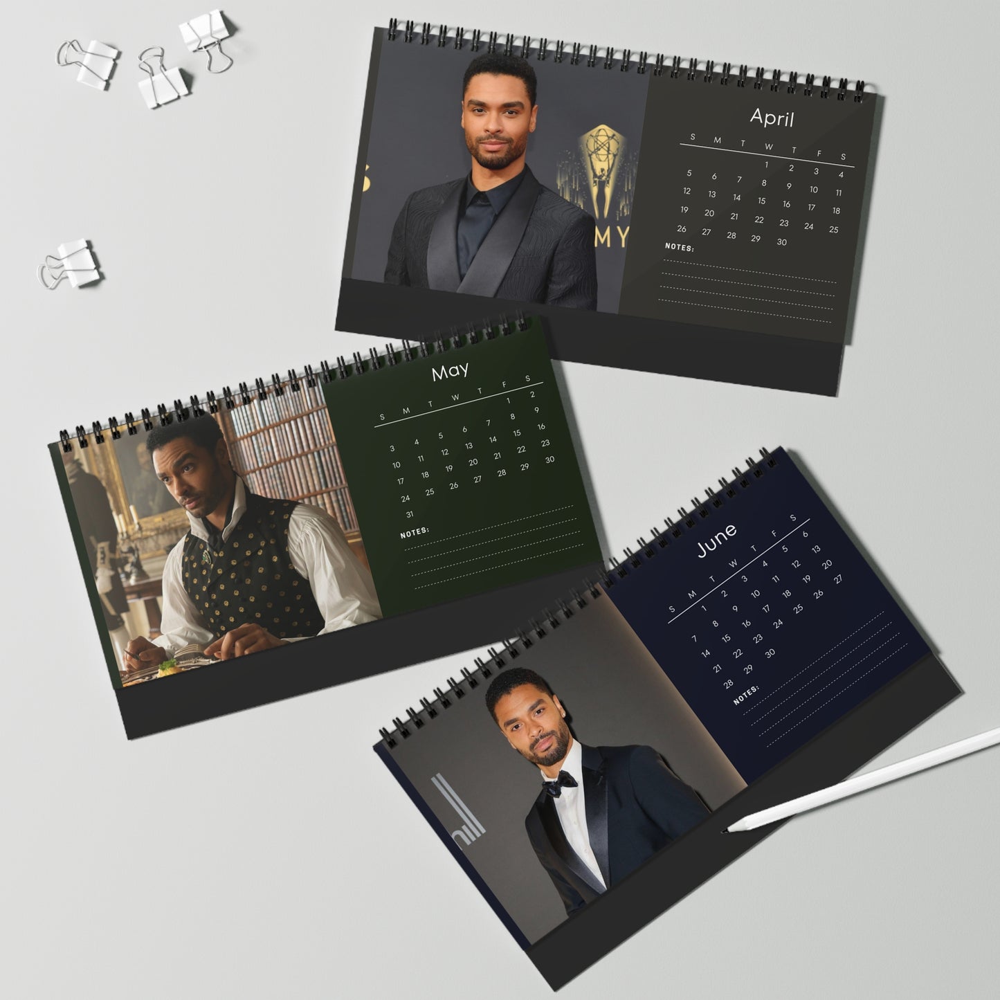 Regé-Jean Page 2026 Desk Calendar | Celebrity Spiral Bound Photo Calendar | Fan Collectible Gift | Stylish Desk & Office Décor