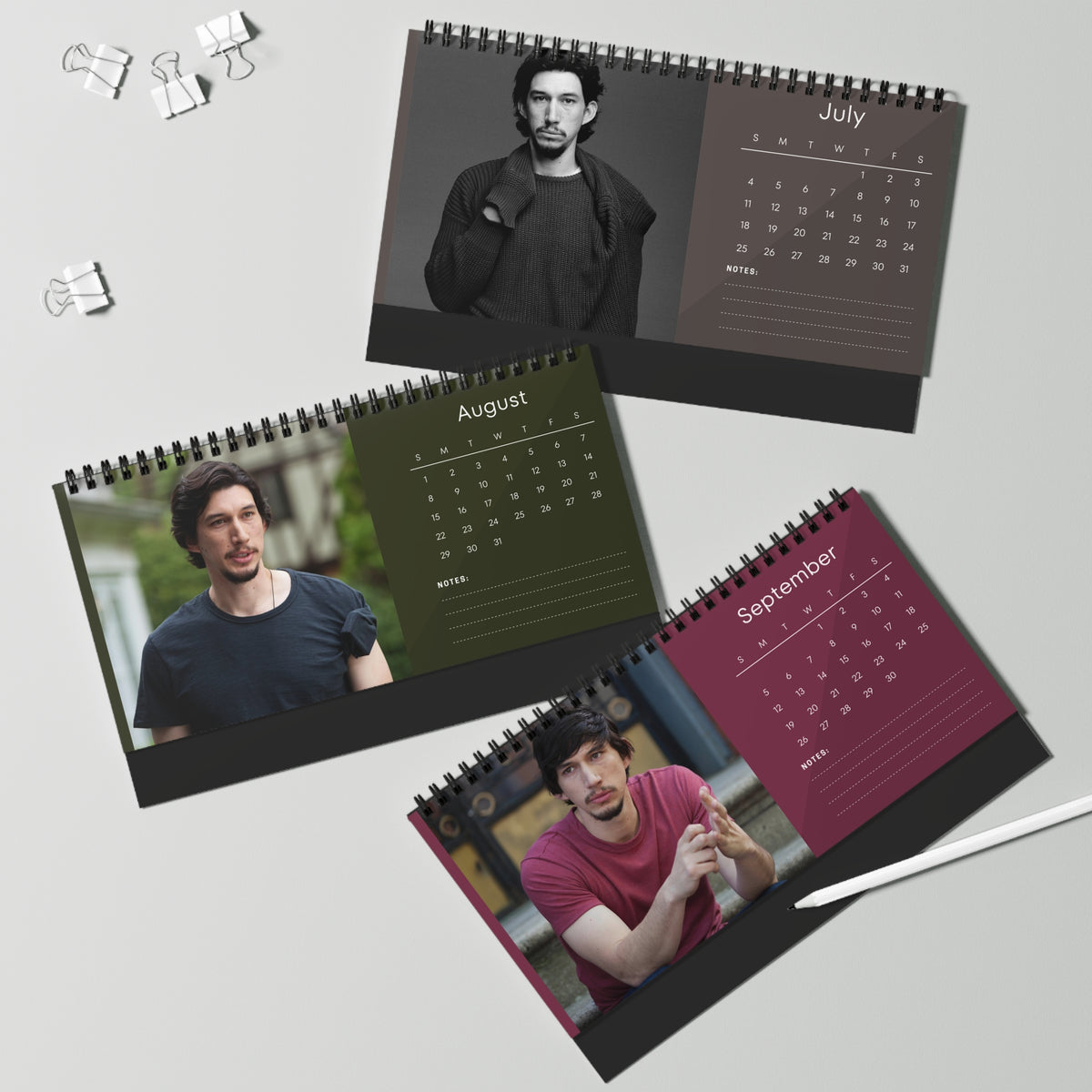 Adam Driver 2027 Desk Calendar Vol 1 | Spiral Bound Photo Calendar | Fan Gift