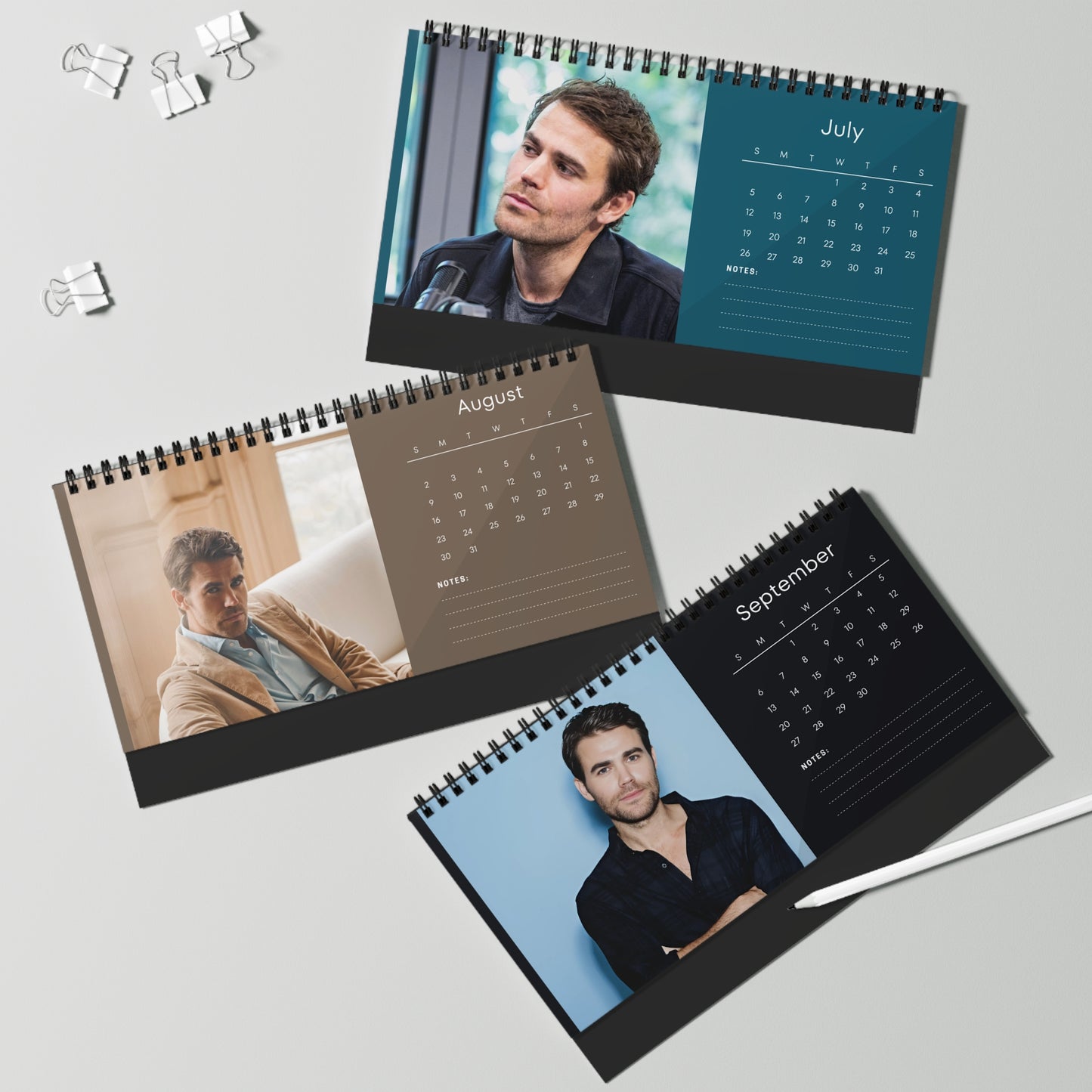 Paul Wesley 2026 Desk Calendar |Premium Spiral Bound Celebrity Photo Calendar | Perfect Fan Gift & Desk Décor