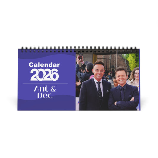 Ant and Dec 2026 Desk Calendar | Celebrity Spiral Bound Photo Calendar | Fan Collectible Gift | Fun Desk & Office Decor