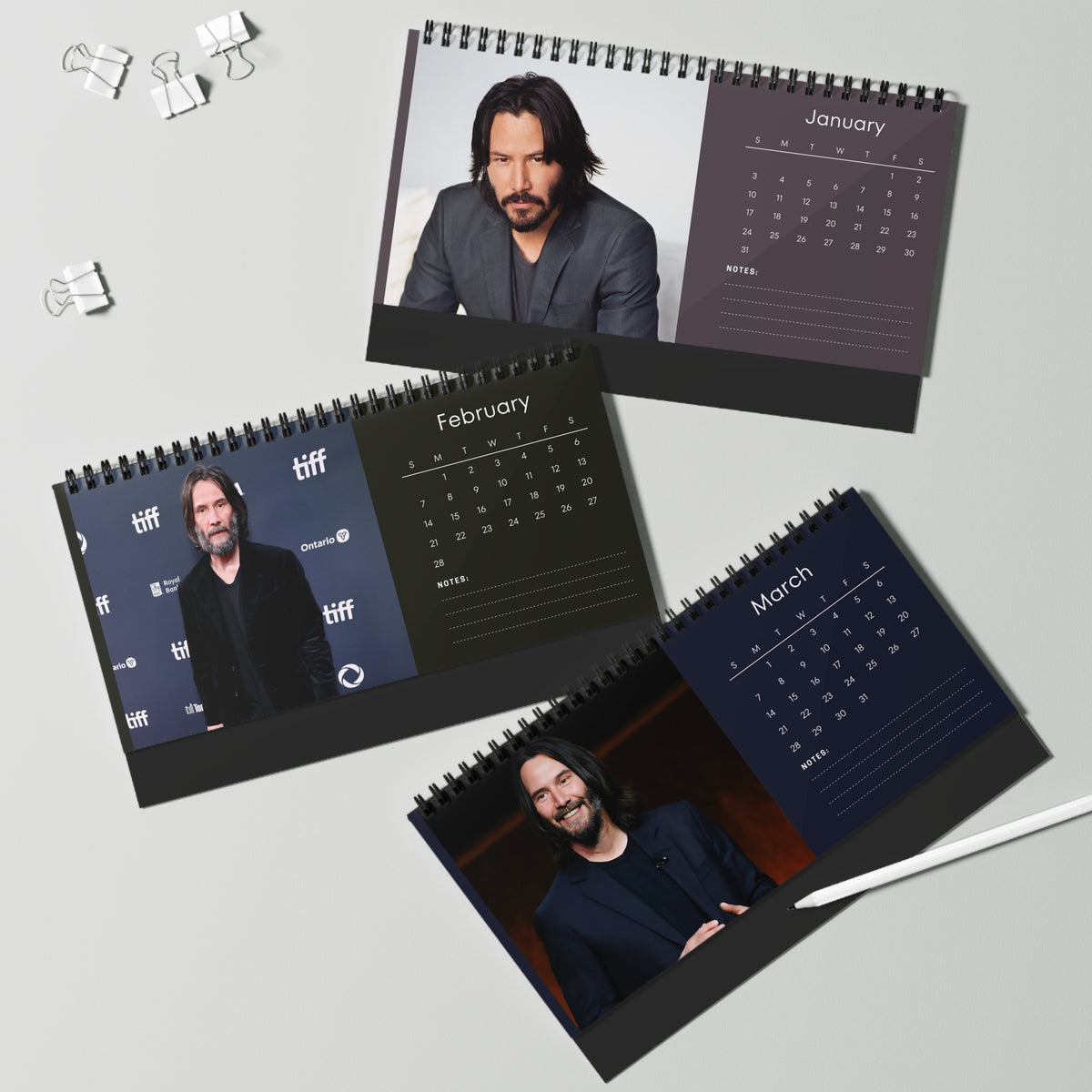 Keanu Reeves 2027 Desk Calendar Vol 4 | Spiral Bound Photo Calendar | Fan Gift