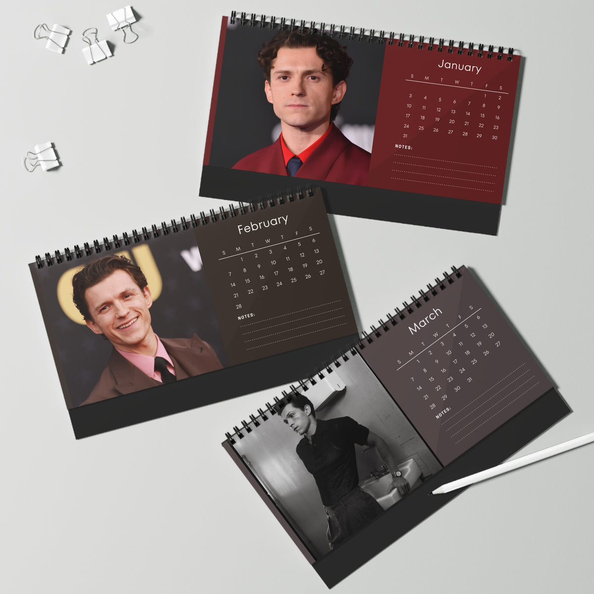 Tom Holland 2027 Desk Calendar Vol 3 | Spiral Bound Photo Calendar | Fan Gift
