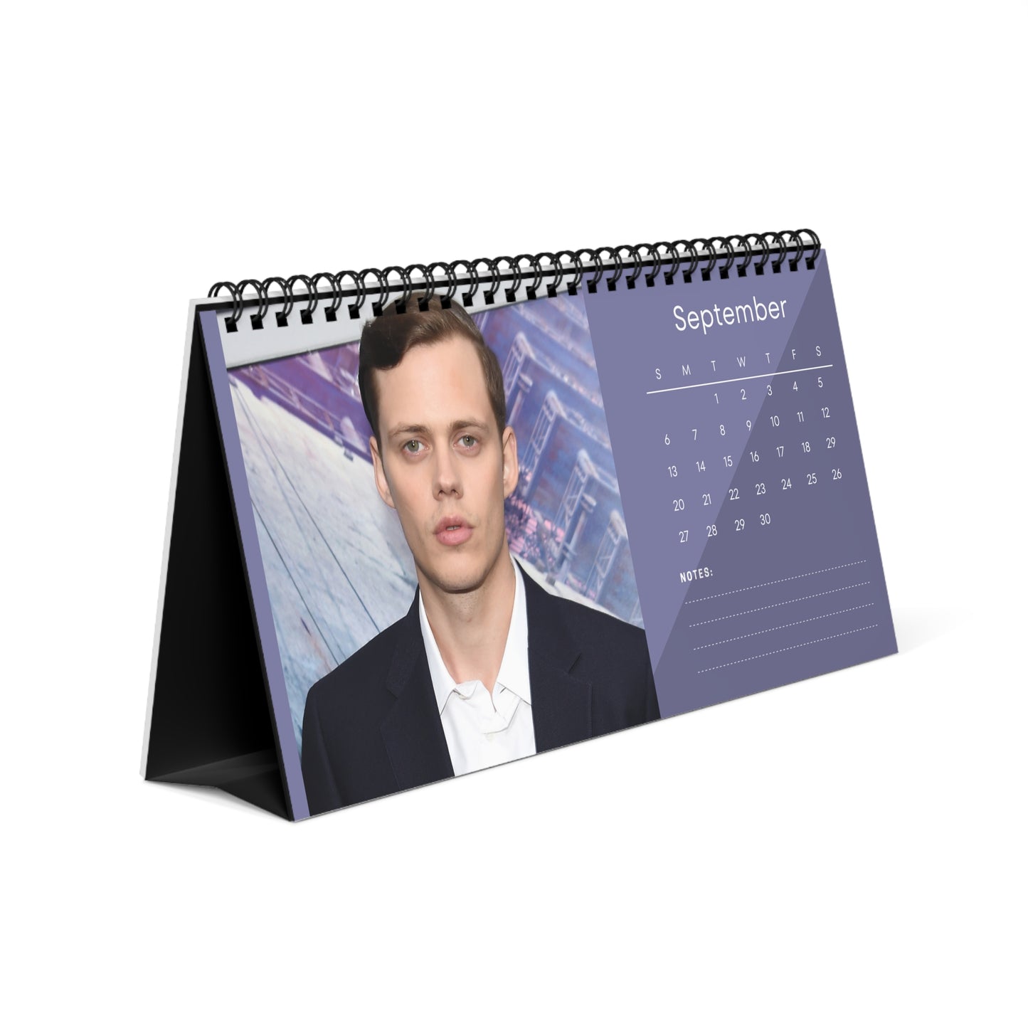 Bill Skarsgård 2026 Desk Calendar | Premium Spiral Bound Celebrity Photo Calendar | Collectible Fan Gift | Stylish Desk & Office Décor