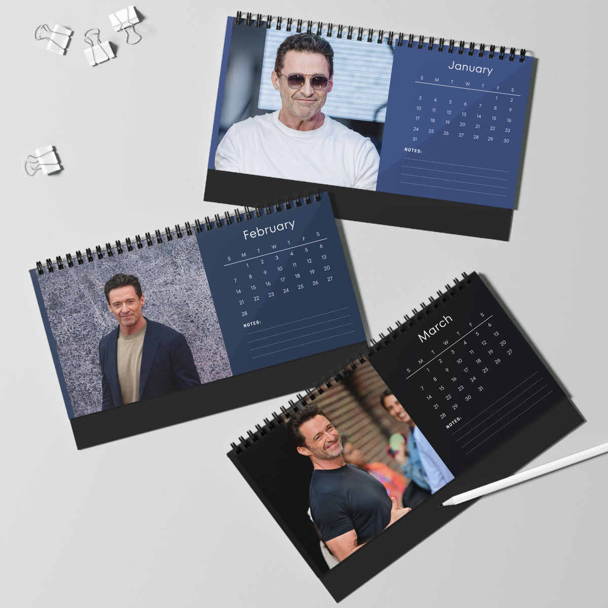 Hugh Jackman 2027 Desk Calendar Vol 4 | Spiral Bound Photo Calendar | Fan Gift
