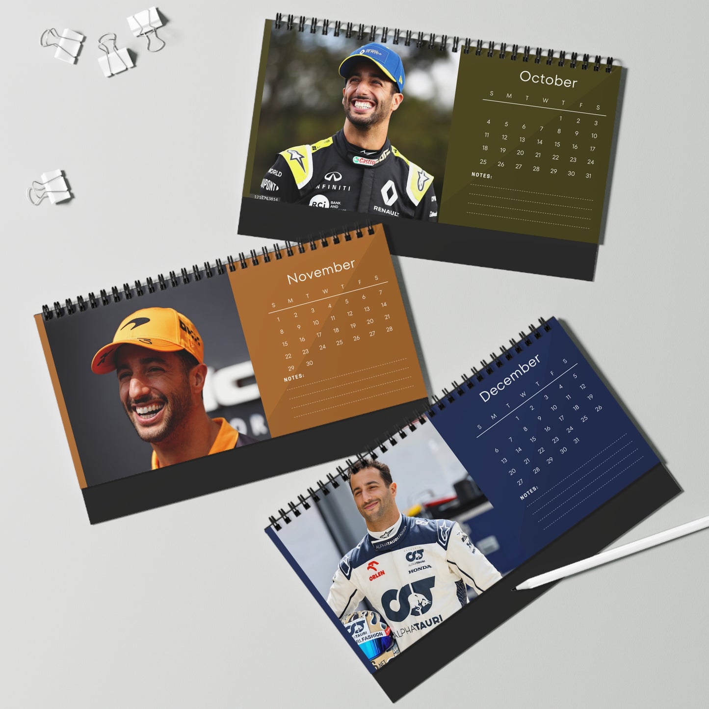 Daniel Ricciardo 2026 Desk Calendar | Formula 1 Racer | F1 Driver Gift | Motorsport Lover Calendar | Office Decor