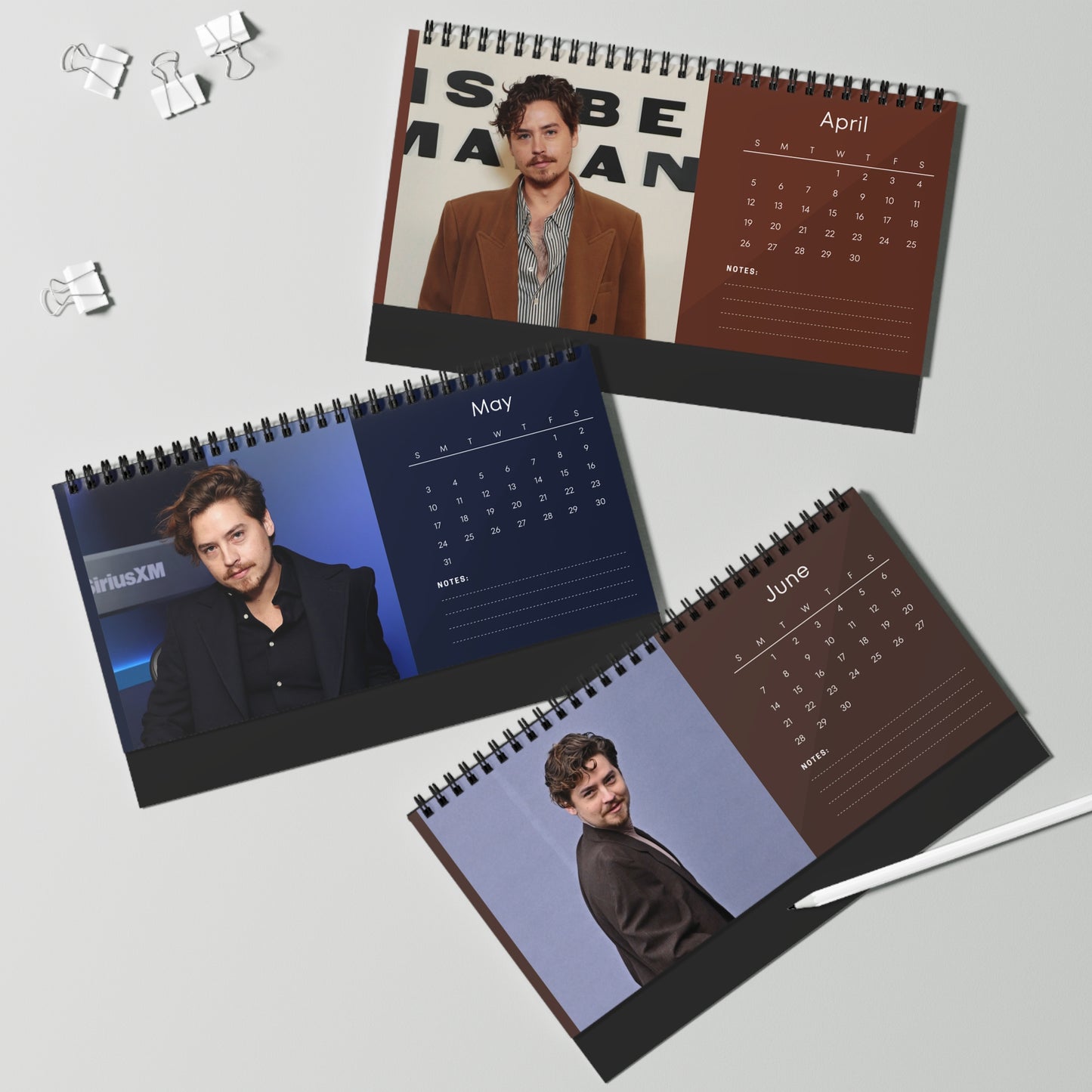 Cole Sprouse 2026 Desk Calendar | Premium Spiral Bound Celebrity Photo Calendar | High-Quality Fan Gift & Desk Décor