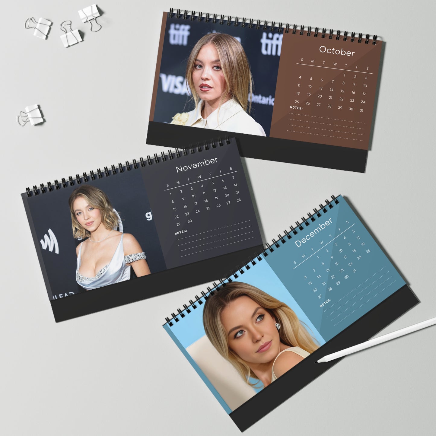 Sydney Sweeney 2026 Desk Calendar | Celebrity Photo Calendar | Hollywood Actress | Glam Desk Accessory & Fan Gift