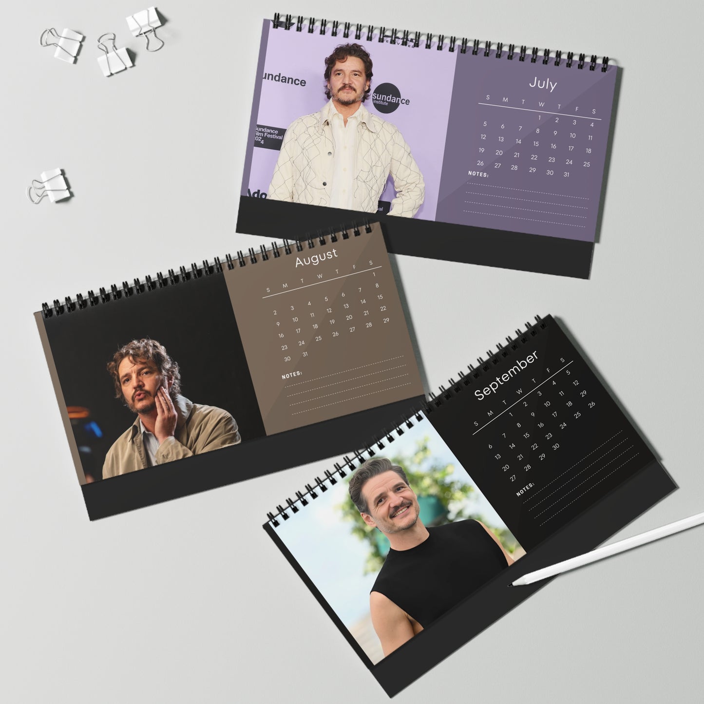 Pedro Pascal 2026 Desk Calendar | Premium Spiral Bound Celebrity Photo Calendar | Stylish Fan Gift & Desk Décor