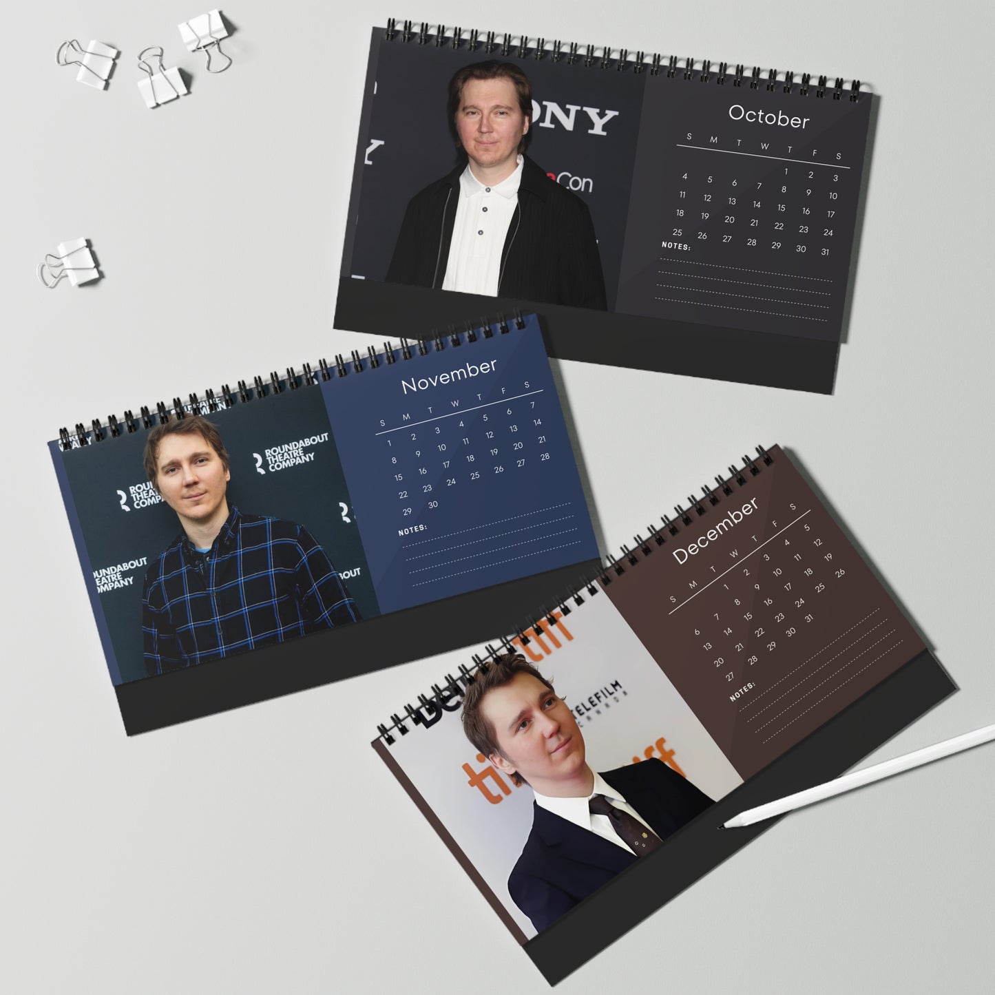 Paul Dano 2026 Desk Calendar | Premium Spiral Bound Celebrity Photo Calendar | Perfect Gift for Fans & Stylish Desk Décor