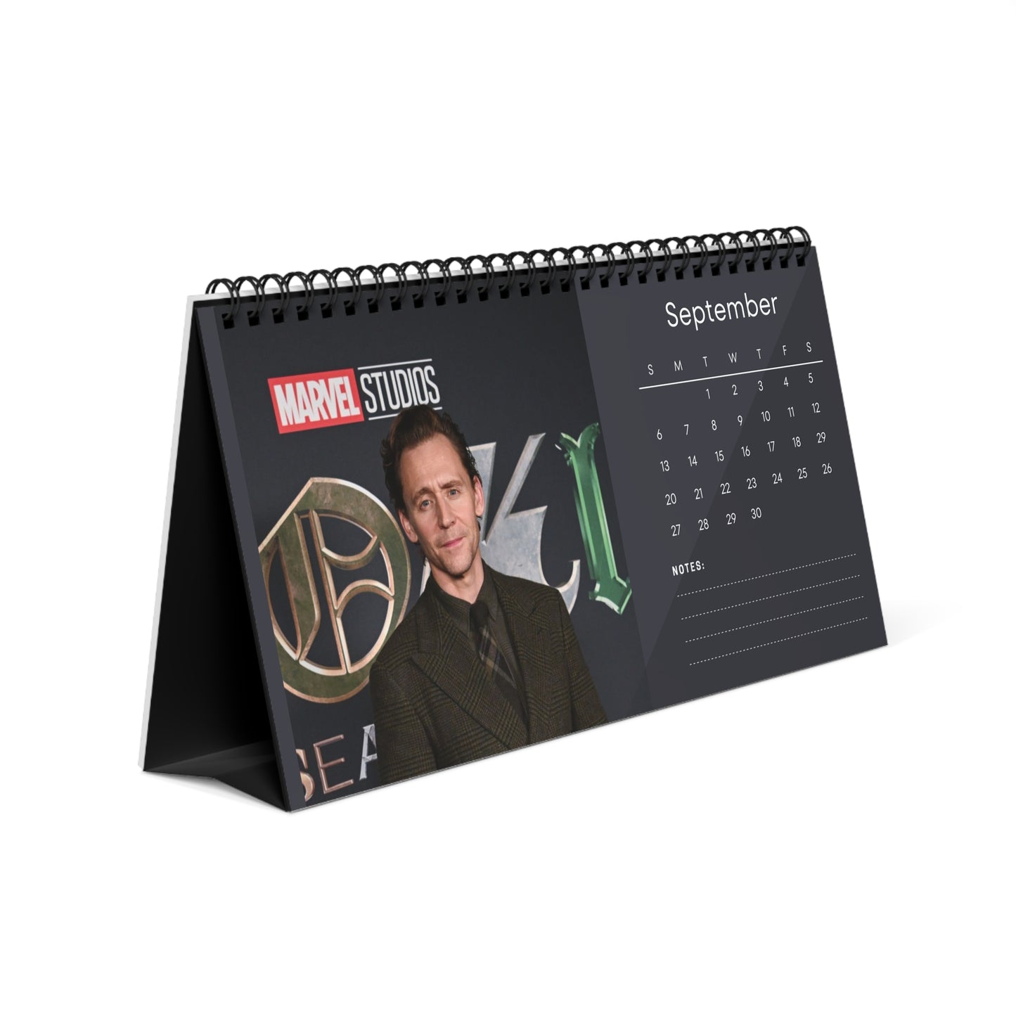 Tom Hiddleston 2026 Desk Calendar | Premium Spiral Bound Celebrity Photo Calendar | High-Quality Fan Gift & Desk Décor