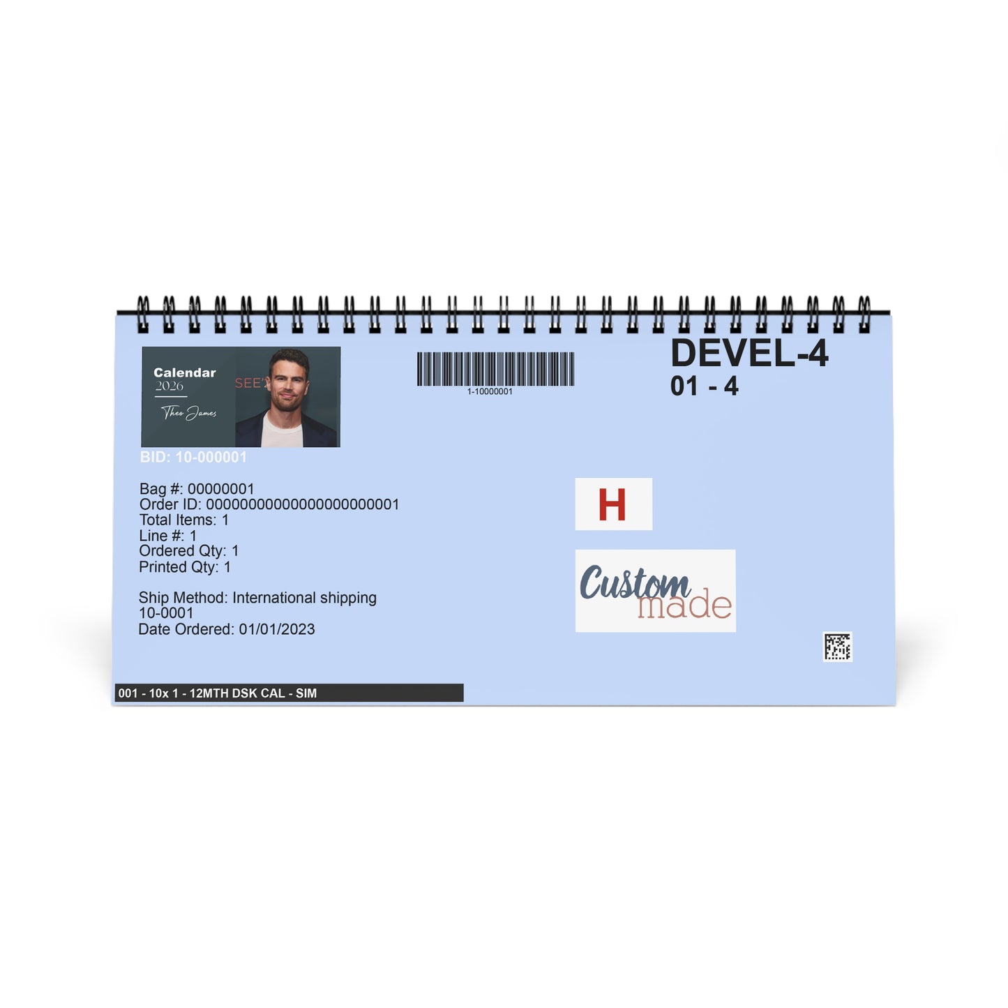 Theo James 2026 Desk Calendar | Premium Spiral Bound Celebrity Photo Calendar | High-Quality Fan Gift & Desk Décor