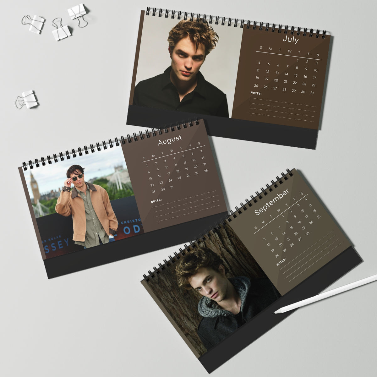 Robert Pattinson 2027 Desk Calendar Vol 2 | Spiral Bound Photo Calendar | Fan Gift