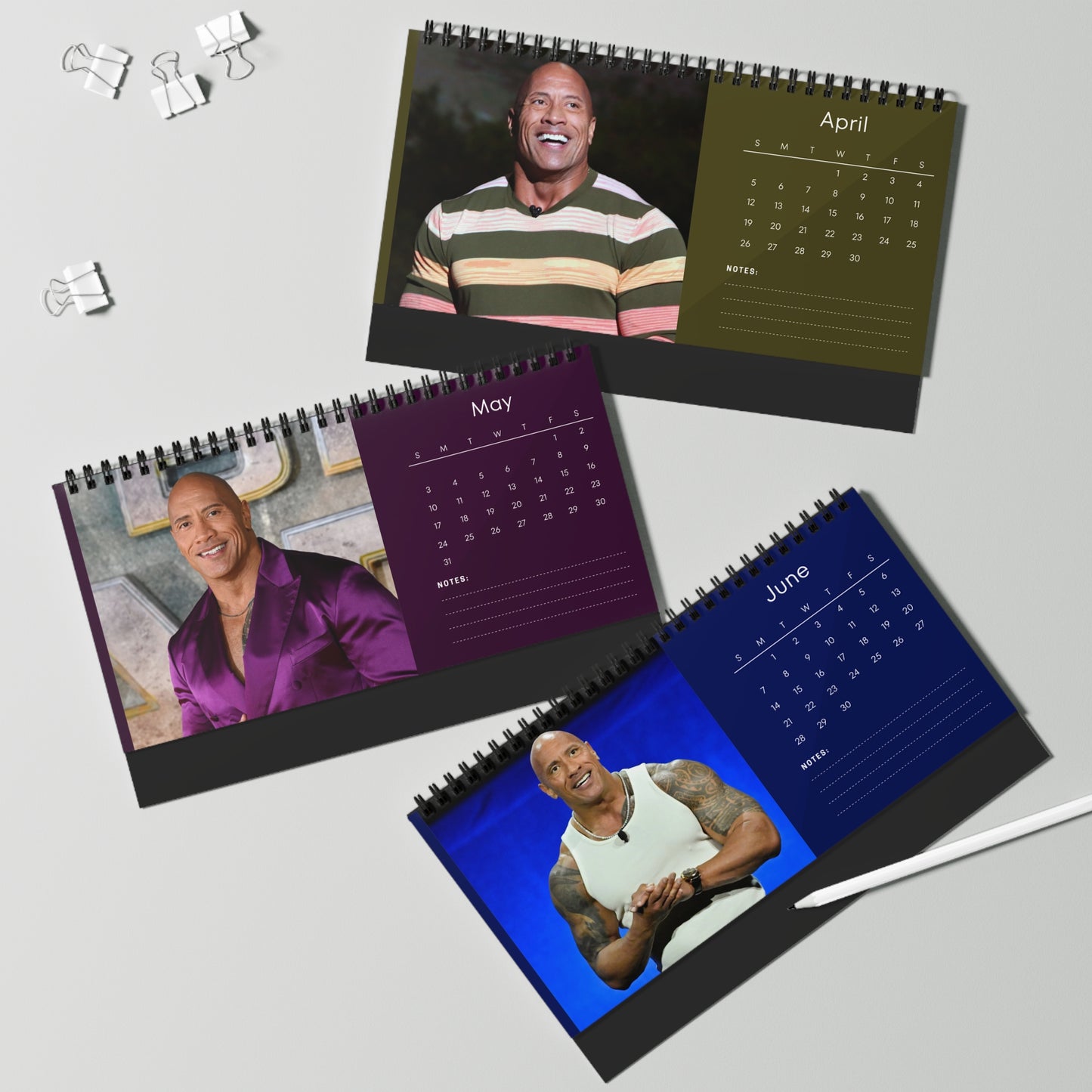 Dwayne Johnson 2026 Desk Calendar | The Rock  | Dwayne Johnson Calendar | Movie Decor