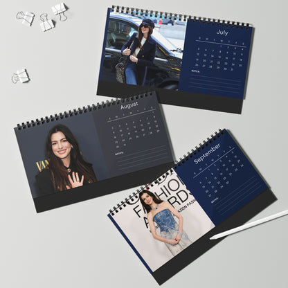 Anne Hathaway 2026 Desk Calendar | Premium Celebrity Photo Calendar | Elegant Collectible Gift for Fans | Stylish Spiral Bound Desk Décor