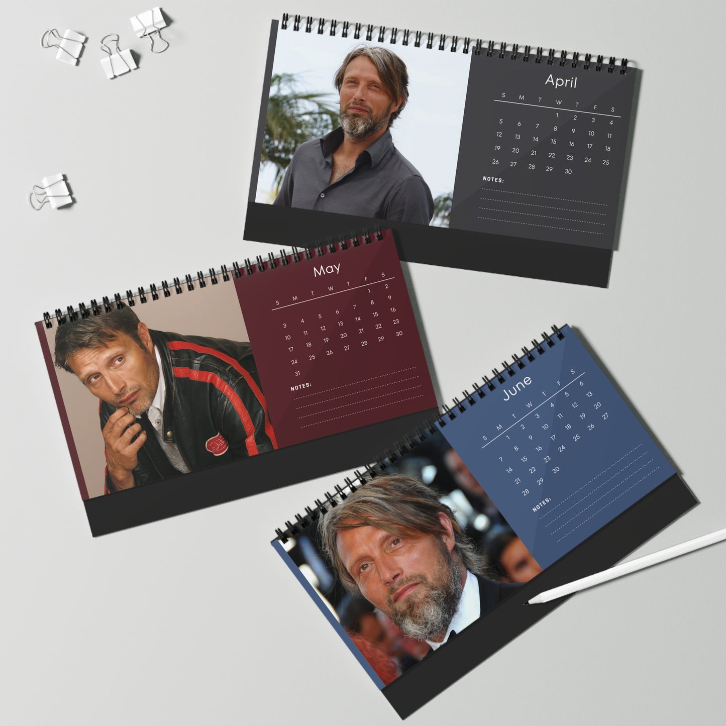 Mads Mikkelsen 2026 Desk Calendar | Actor Monthly Planner | Mads Mikkelsen Gift | Hannibal Calendar | Office Decor