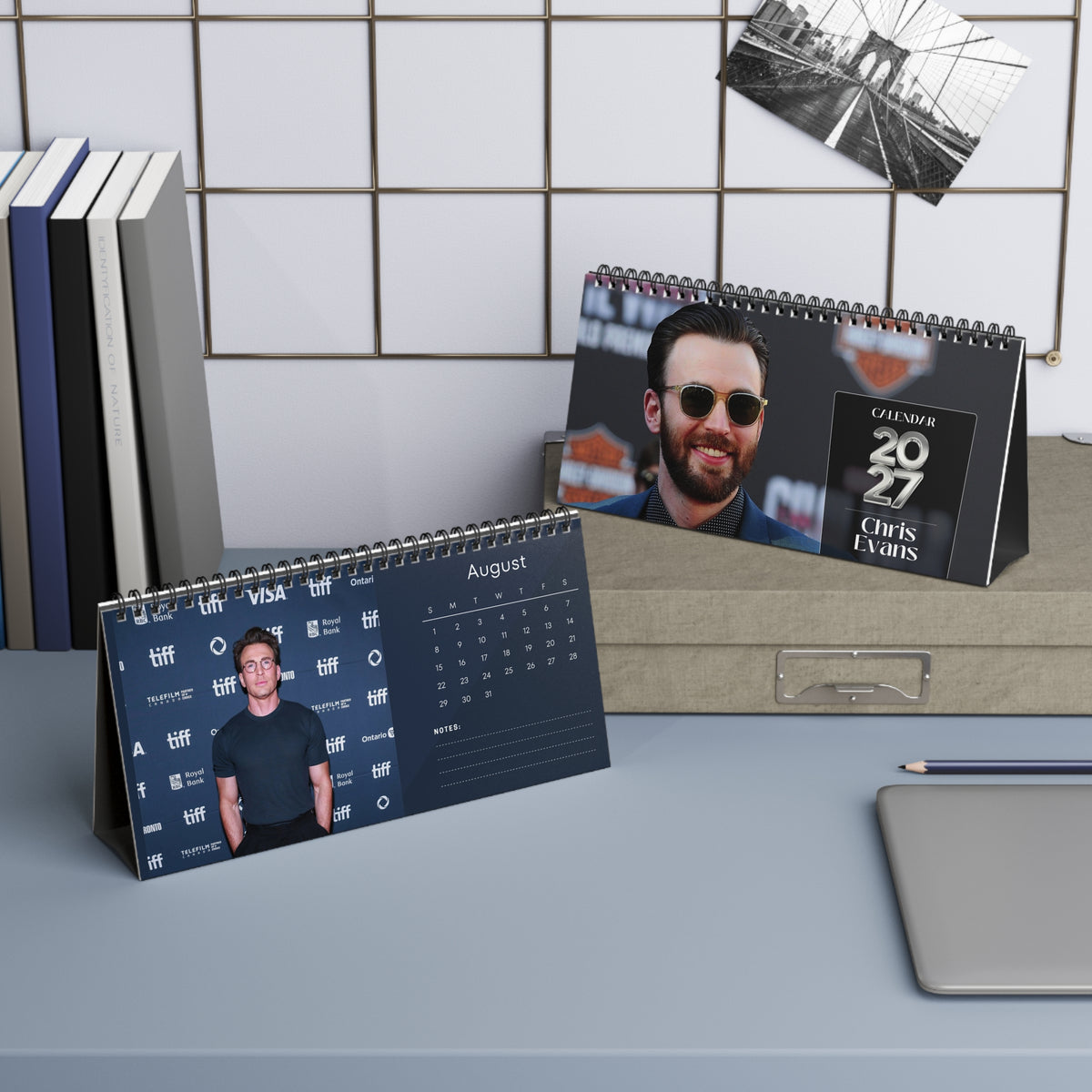 Chris Evans 2027 Desk Calendar Vol 2 | Spiral Bound Photo Calendar | Fan Gift