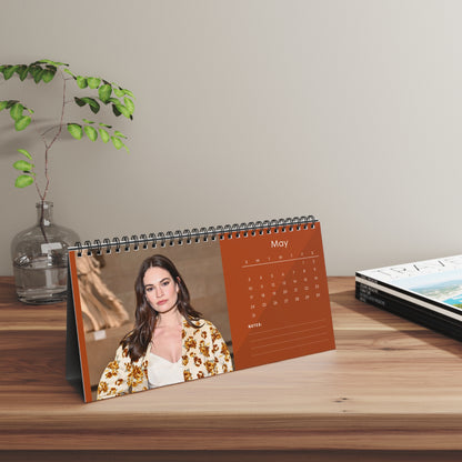 Lily James 2026 Desk Calendar | Premium Spiral Bound Celebrity Photo Calendar | High-Quality Fan Gift & Desk Décor