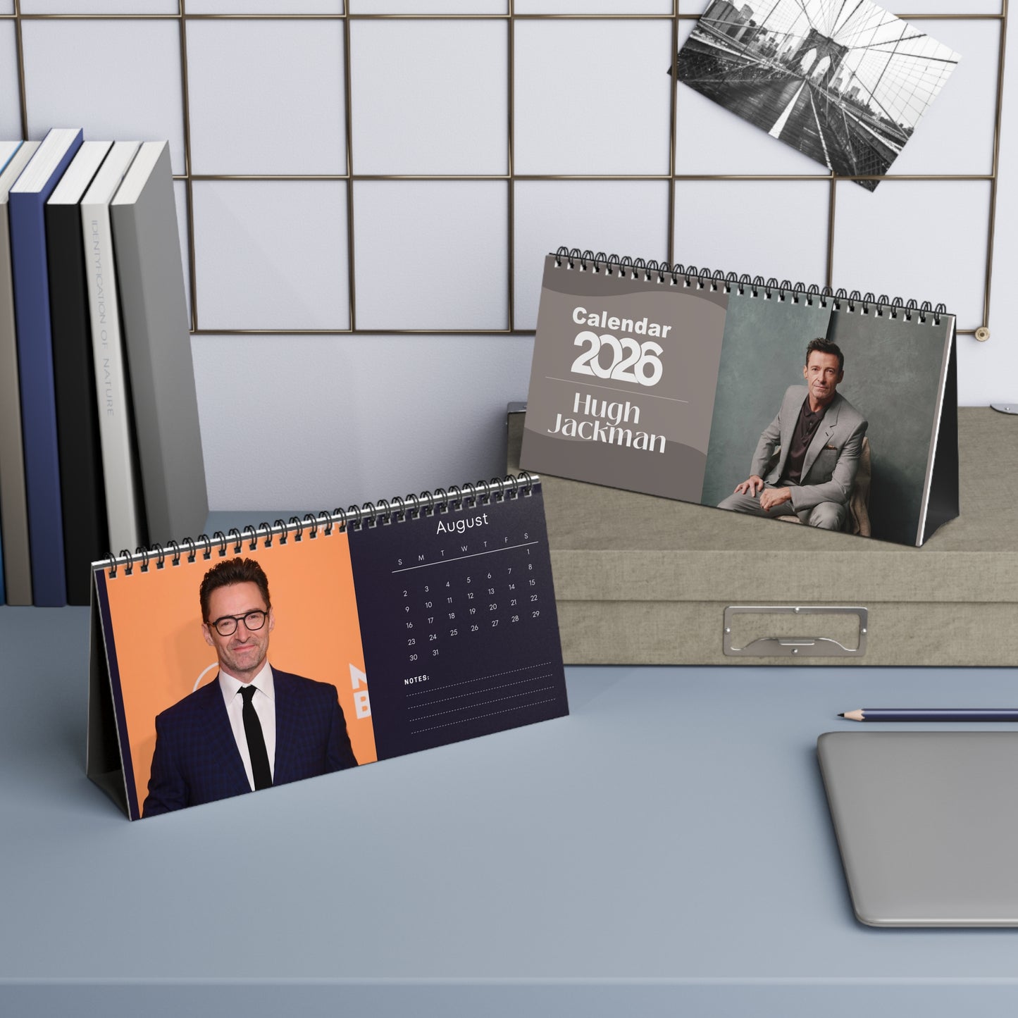 Hugh Jackman 2026 Desk Calendar | Premium Spiral Bound Celebrity Photo Calendar | Collectible Fan Gift | Stylish Desk & Office Décor
