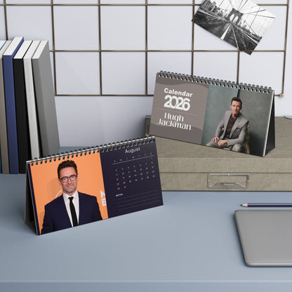 Hugh Jackman 2026 Desk Calendar | Premium Spiral Bound Celebrity Photo Calendar | Collectible Fan Gift | Stylish Desk & Office Décor