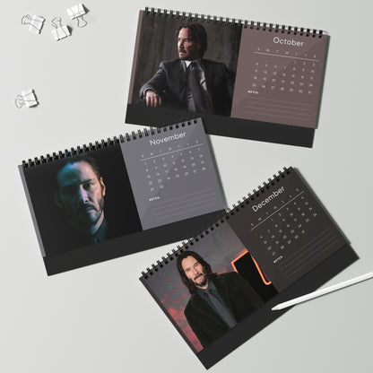 Keanu Reeves 2026 Desk Calendar | Premium Spiral Bound Celebrity Photo Calendar | Collectible Fan Gift | Stylish Desk & Office Décor