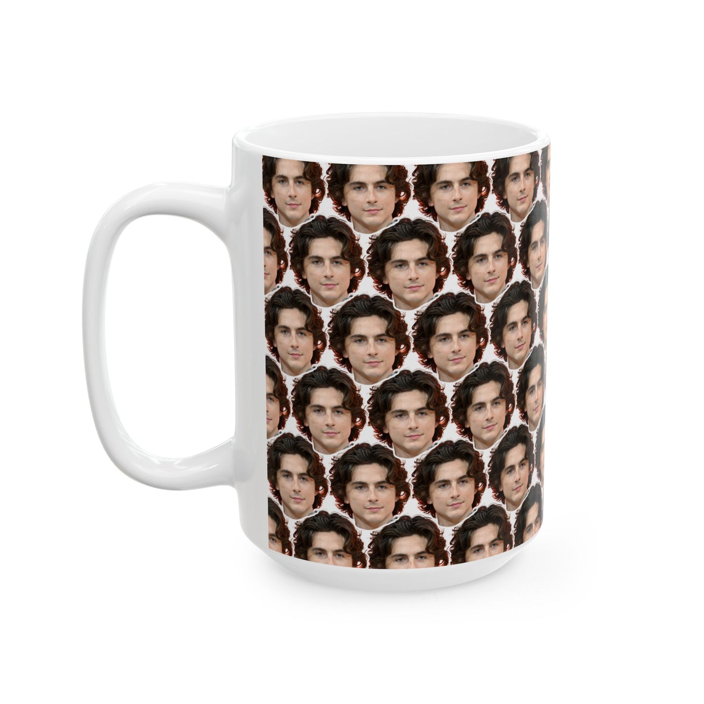 Timothée Chalamet Face Pattern Ceramic Mug | Unique Gift for Timothée Chalamet Fans
