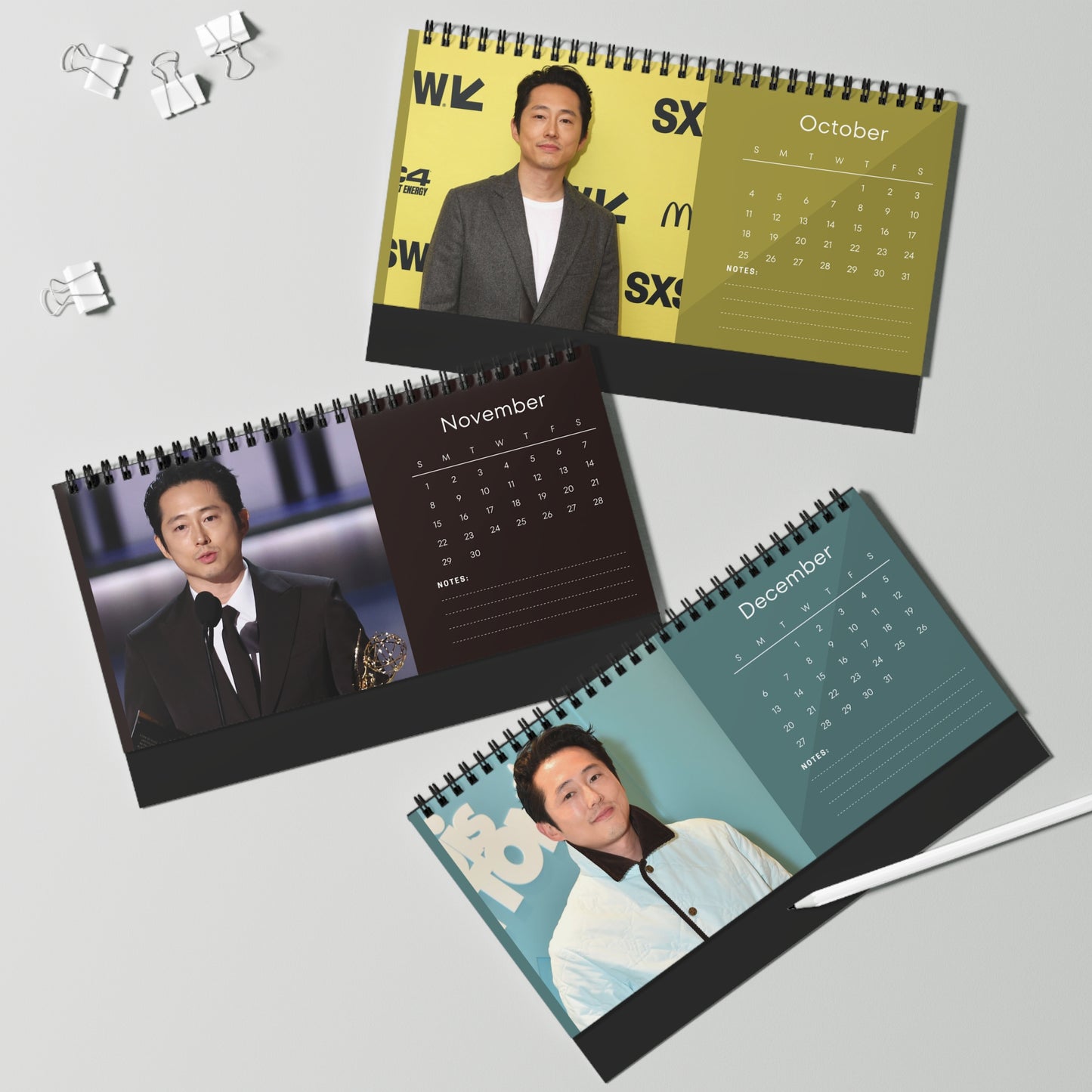 Steven Yeun 2026 Desk Calendar | Premium Spiral Bound Celebrity Photo Calendar | High-Quality Fan Gift & Desk Décor