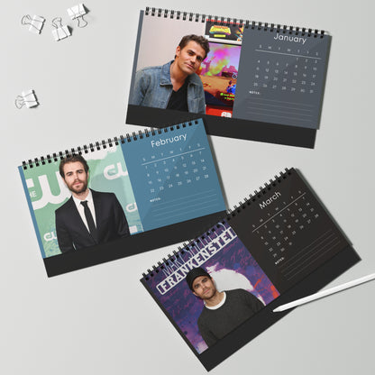 Paul Wesley 2026 Desk Calendar | Celebrity Spiral Bound Photo Calendar | Fan Collectible Gift | Stylish Desk & Office Décor