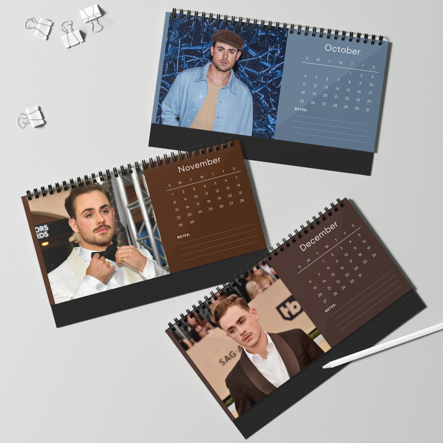 Dacre Montgomery 2026 Desk Calendar | Premium Spiral Bound Celebrity Photo Calendar | High-Quality Fan Gift & Desk Décor