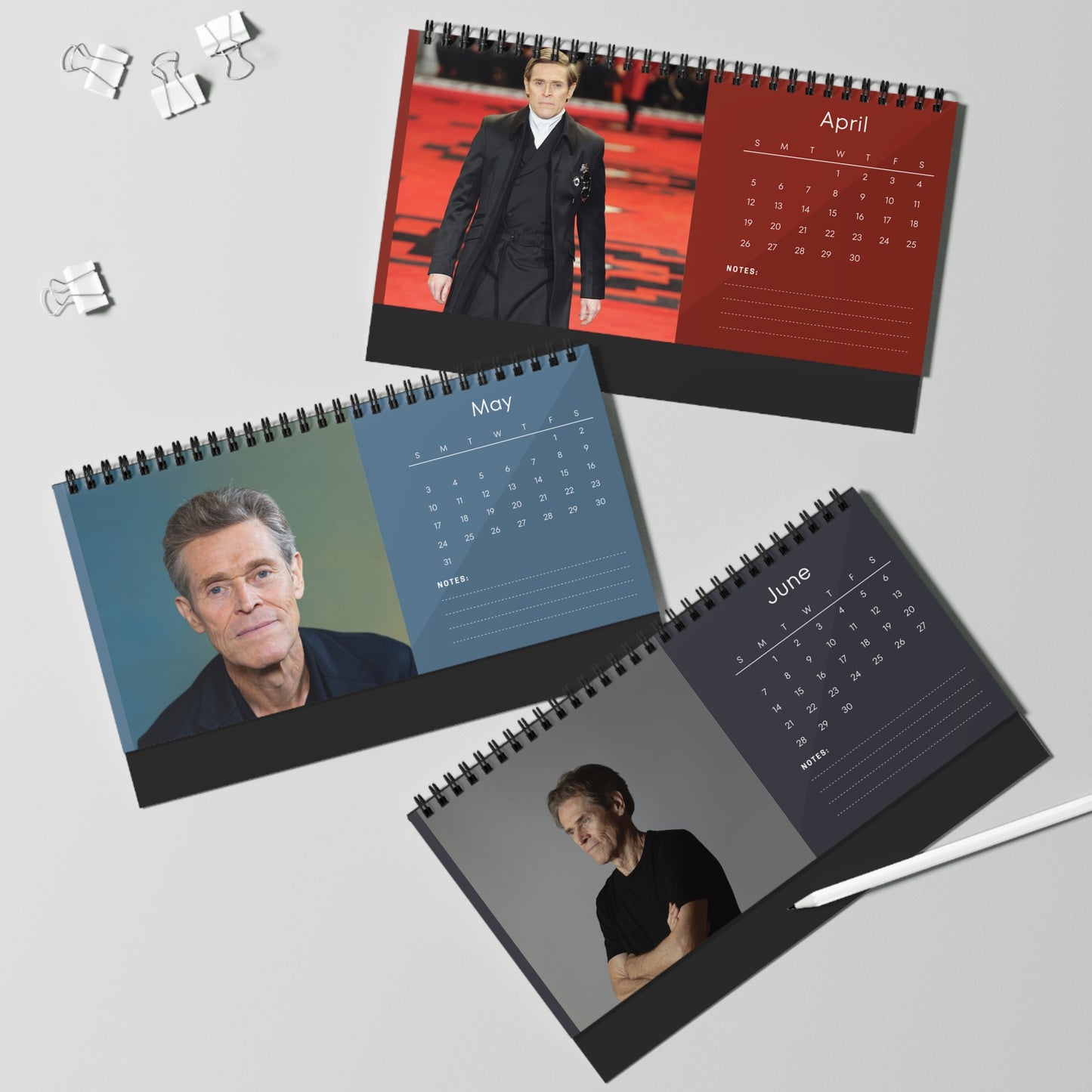 Willem Dafoe 2026 Desk Calendar | Premium Spiral Bound Celebrity Photo Calendar | High-Quality Fan Gift & Desk Décor