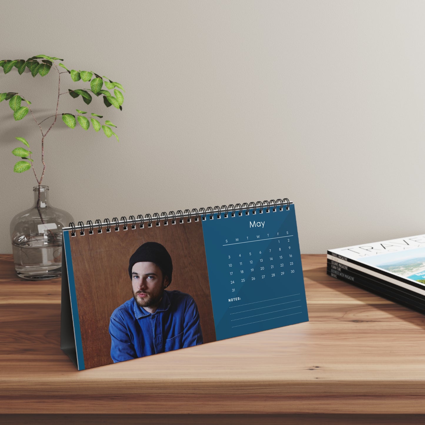 Tom Sturridge 2026 Desk Calendar | Premium Spiral Bound Celebrity Photo Calendar | High-Quality Fan Gift & Desk Décor