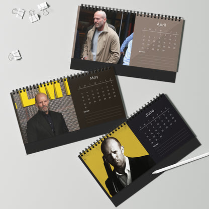 Jason Statham 2026 Desk Calendar | Celebrity Spiral Bound Photo Calendar | Action Star Fan Collectible | Stylish Desk & Office Décor