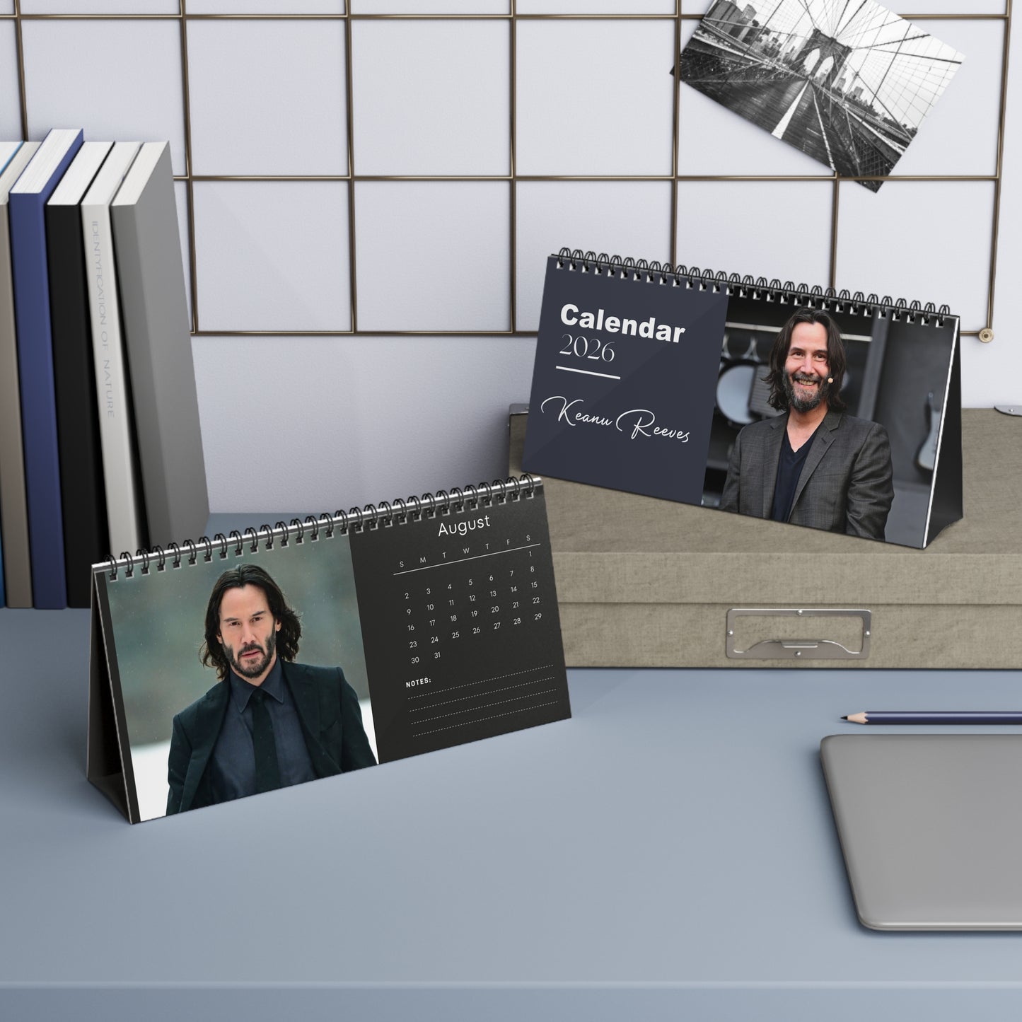Keanu Reeves 2026 Desk Calendar | John Wick & Matrix Star | Hollywood Icon Planner | Actor Gift | Movie Decor