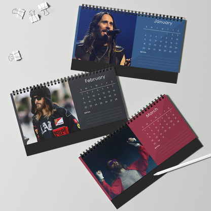 Jared Leto 2026 Desk Calendar | Premium Spiral Bound Celebrity Photo Calendar | High-Quality Fan Gift & Desk Décor