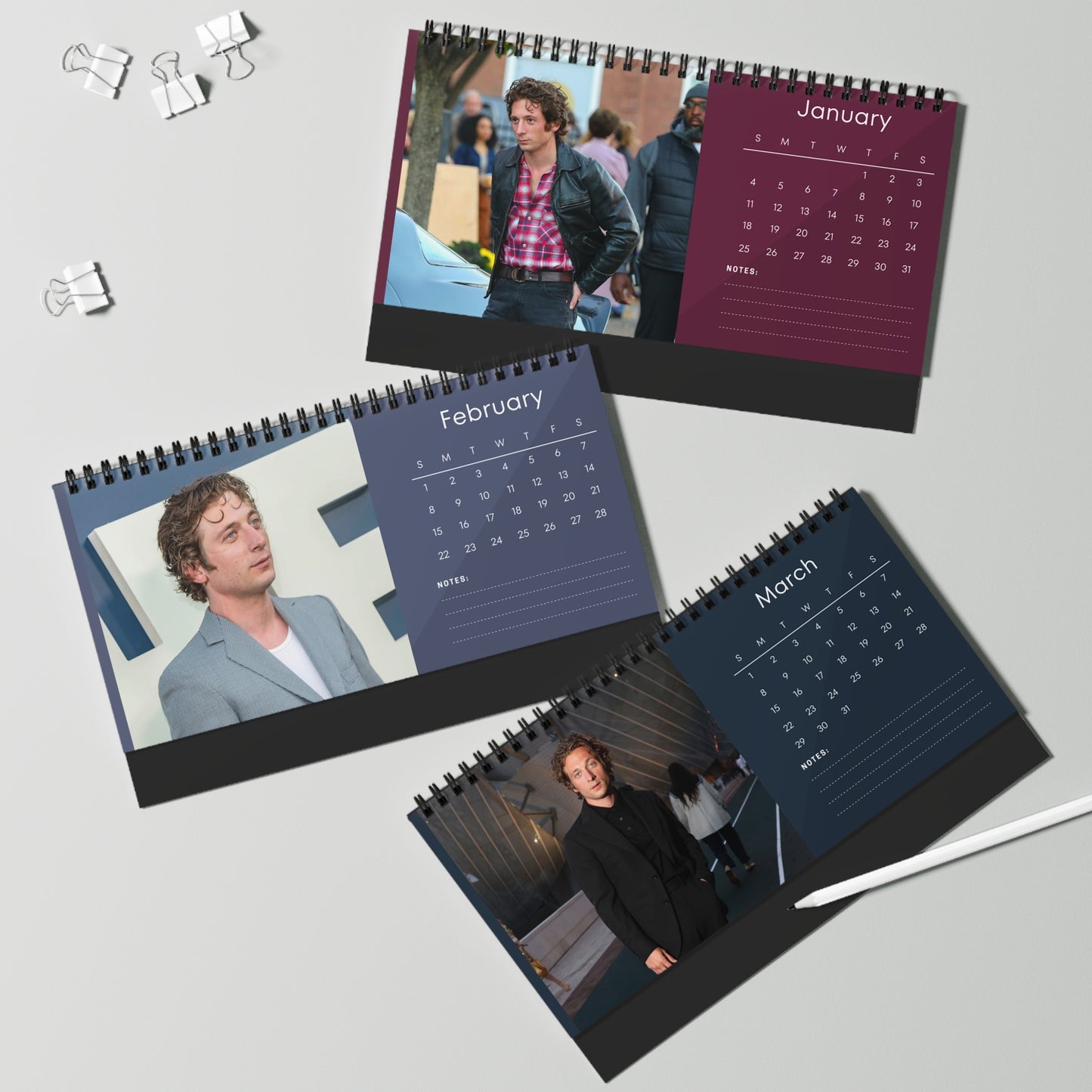 Jeremy Allen White 2026 Desk Calendar | The Bear Actor | Shameless Star | Celebrity Gift | Office Decor