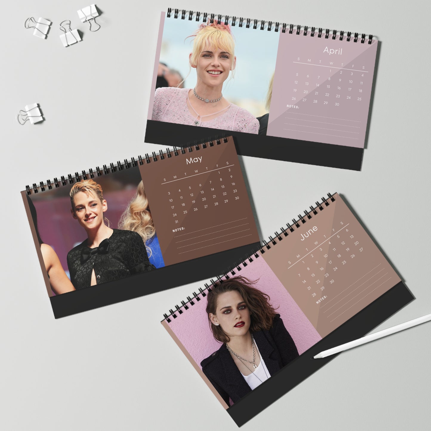 Kristen Stewart 2026 Desk Calendar | Premium Spiral Bound Celebrity Photo Calendar | Collectible Fan Gift | Stylish Desk & Office Décor