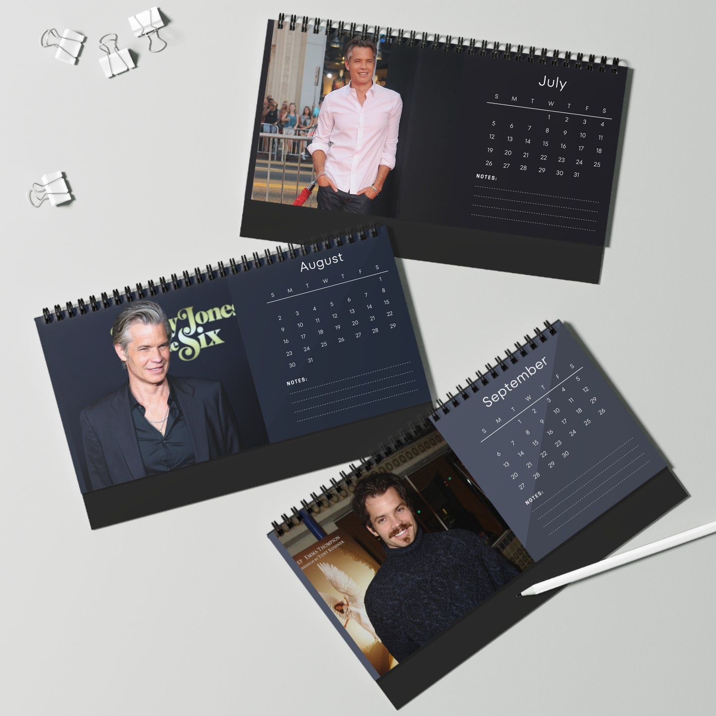 Timothy Olyphant 2026 Desk Calendar | Premium Spiral Bound Celebrity Photo Calendar | High-Quality Fan Gift & Desk Décor