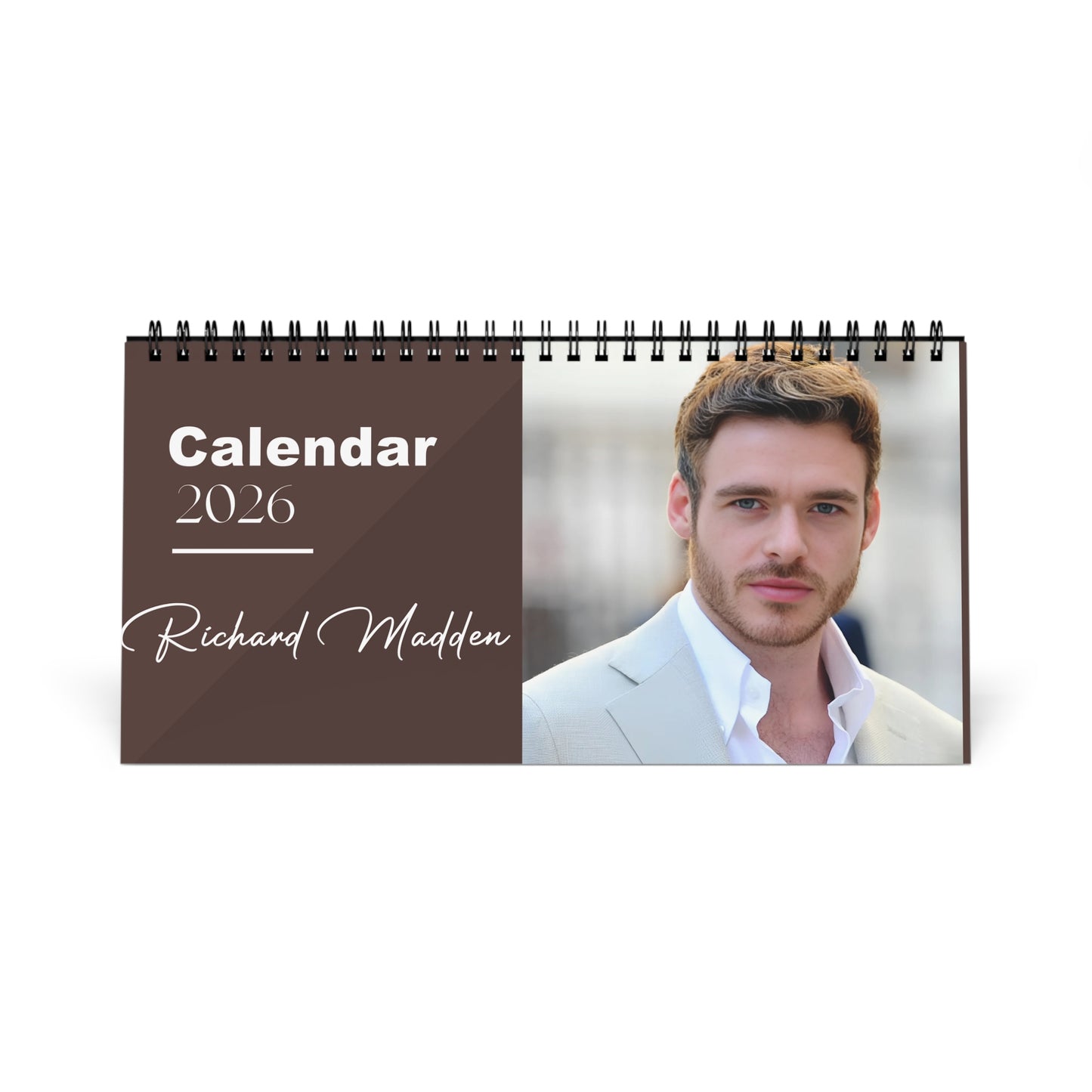 Richard Madden 2026 Desk Calendar | Premium Spiral-Bound Celebrity Photo Calendar | Fan Gift & Stylish Desk Décor