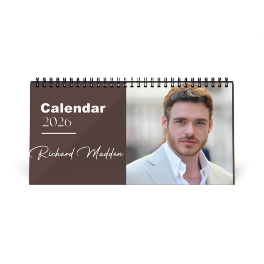 Richard Madden 2026 Desk Calendar | Premium Spiral-Bound Celebrity Photo Calendar | Fan Gift & Stylish Desk Décor