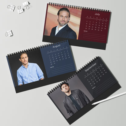 Charlie Hunnam 2026 Desk Calendar | Premium Spiral Bound Celebrity Photo Calendar | High-Quality Fan Gift & Desk Décor