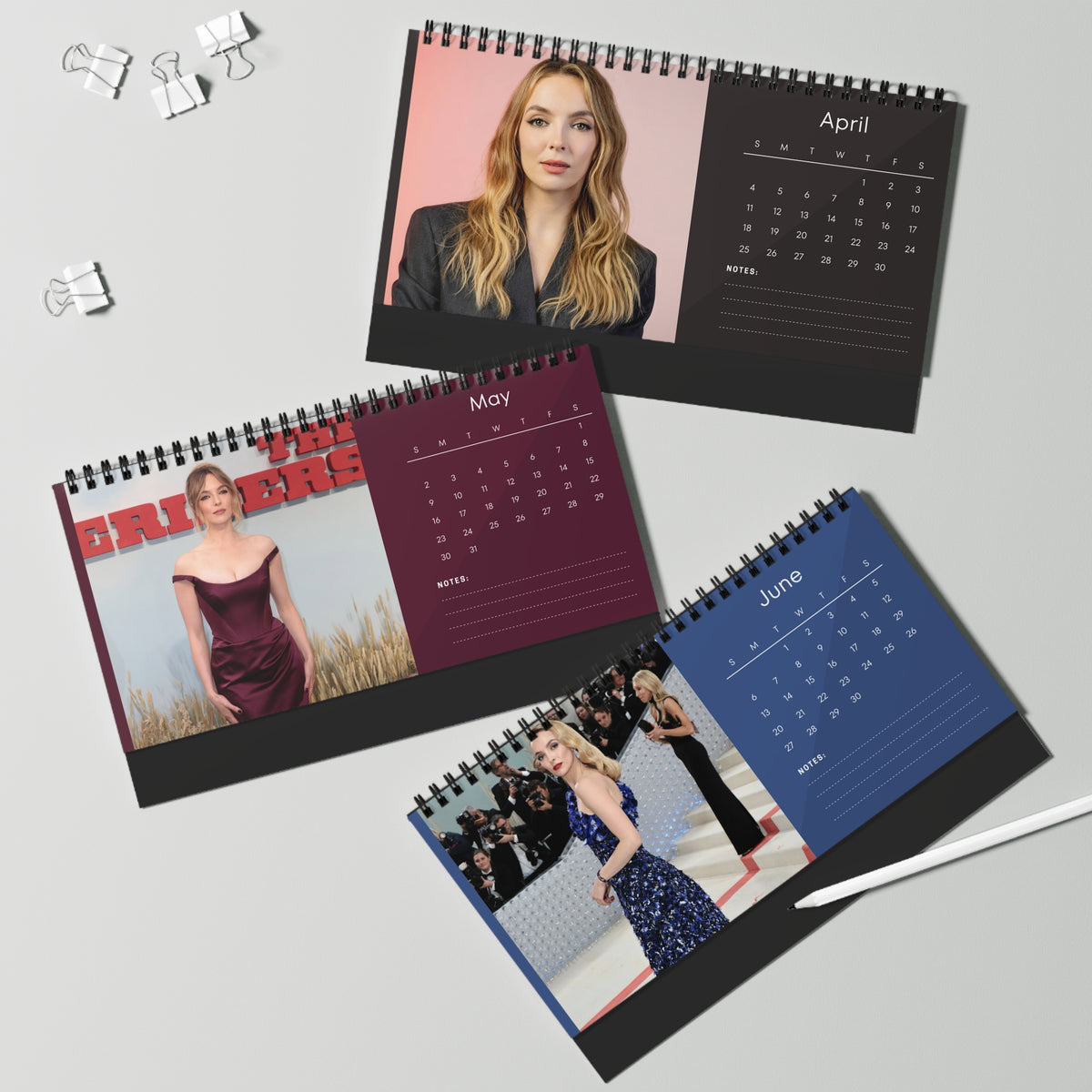 Jodie Comer 2027 Desk Calendar Vol 3 | Spiral Bound Photo Calendar | Fan Gift