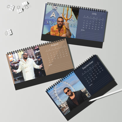 Jason Momoa 2026 Desk Calendar | Premium Spiral Bound Celebrity Photo Calendar | High-Quality Fan Gift & Desk Décor