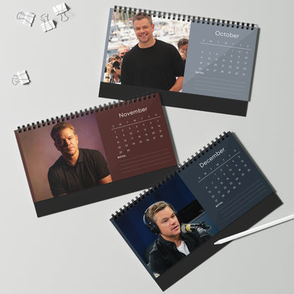 Matt Damon 2026 Desk Calendar | Premium Spiral Bound Celebrity Photo Calendar | Stylish Collectible Gift for Fans & Desk Décor