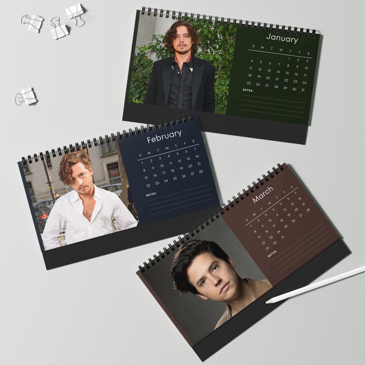 Cole Sprouse 2026 Desk Calendar | Riverdale Actor Planner | Hollywood Star Gift | Jughead Jones Calendar | TV & Movie Decor