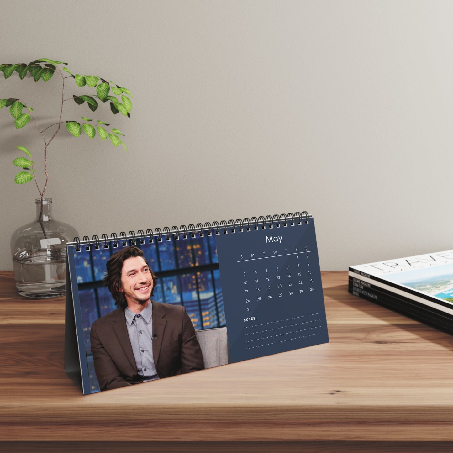 Adam Driver 2026 Desk Calendar, 12 Month Celebrity Photo Calendar for Fans and Collectors, Premium Quality Gift