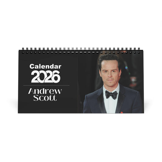 Andrew Scott 2026 Desk Calendar | Celebrity Spiral Bound Photo Calendar | Fan Collectible Gift | Stylish Desk & Office Décor